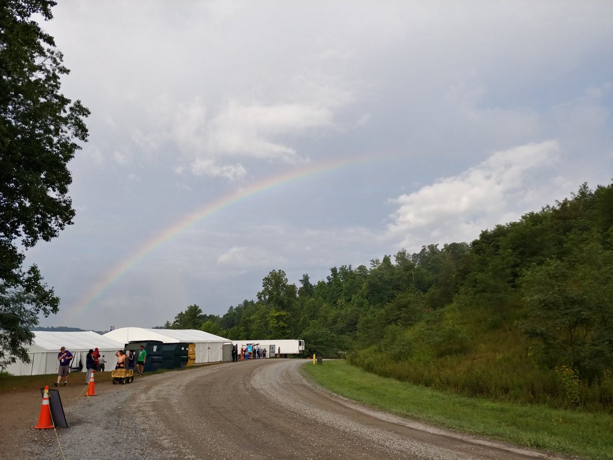 ScouterDerek's tweet image. After a stormy afternoon and foggy evening Tuesday, we were greeted by a rainbow over basecamp Charlie Wednesday morning!  Only 1 full day of program left! @1stBolton @ohmygardenia @WJ2019Canada