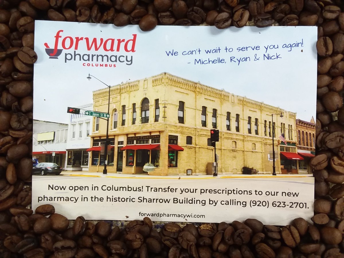 ForwardRxColWI's tweet image. Stop in and see us!
#nowopen #openforbusiness #DiscoverColumbus #DiscoverdowntownColumbus #PharmacyColumbusWI #Back2ourroots #CoffeeColumbus #espressoColumbus #IceCreamColumbus #GiftsColumbus #shopsmall