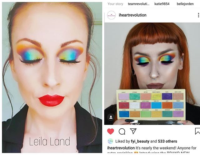 Reposting @leilaneve: - via @Crowdfire 
I'd just ordered the @iheartrevolution Sprinkles palette when I saw this look that @katieevemakeup did. I finally got to play with it today so thought I'd pay homage to the look and recreate it 🌈💜 #leilaland #universomakeup