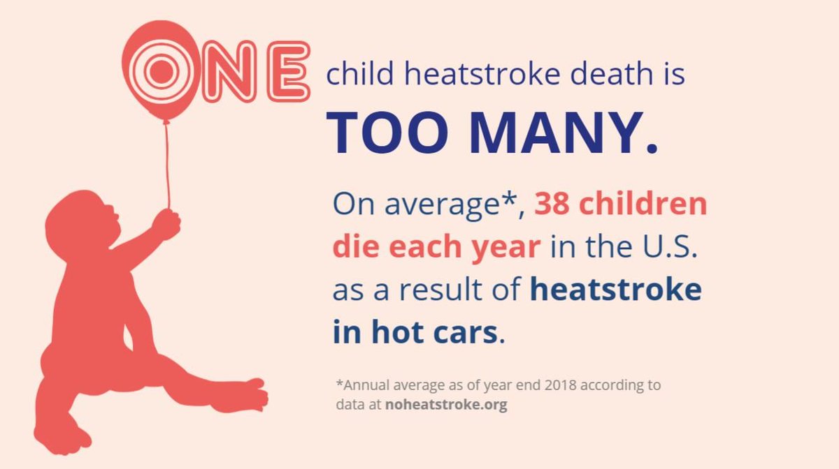 On National #Heatstroke Prevention Day, we join with <a href="/NHTSAgov/">nhtsagov</a> to prevent the death of children in hot vehicles:  bit.ly/2YyGhOa. Never leave a child in a car when running errands, not even for a minute. If you see a child alone in a vehicle, get help. #HeatstrokeKills