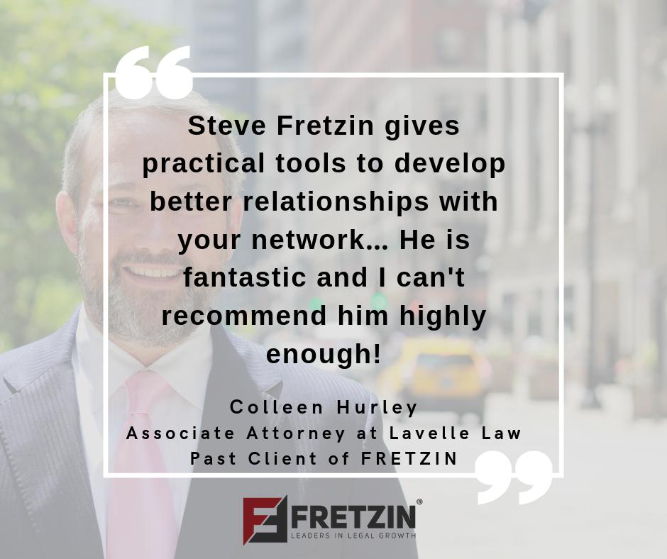 stevefretzin's tweet image. Our clients say it best: FRETZIN can help you transform your law practice. Call today to find out how. #bethatlawyer #legalbusinessdevelopment #lawfirms #attorney #lawyer #testimonial #colleenhurley #lavelllaw ow.ly/v4a150veGgW
