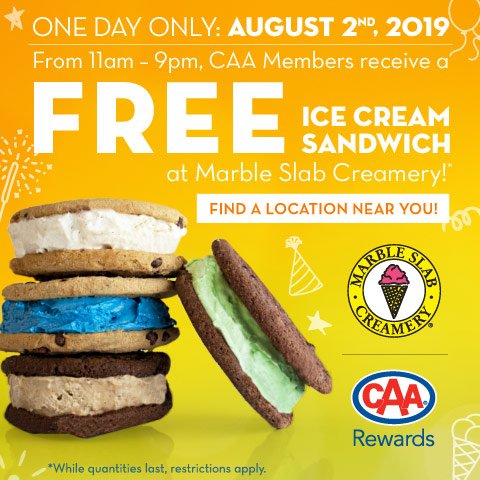 CAAManitoba's tweet photo. Mark your Calendars because for one day only members can enjoy a FREE Ice Cream Sandwhich at Marble Slab! 🍦
#membershipisrewarding https://t.co/YU9BNcAcVo