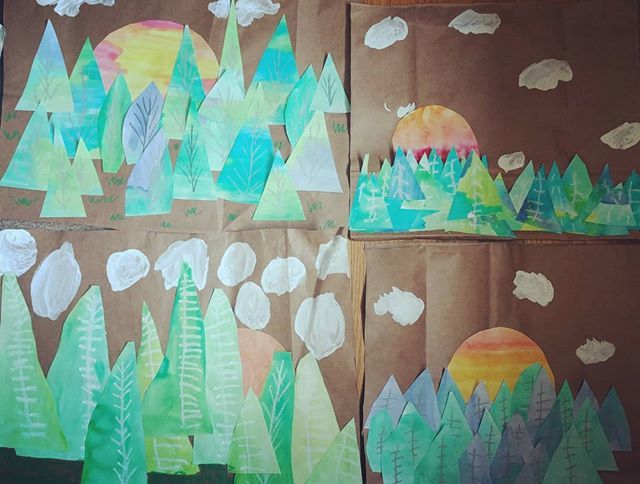 One of the best projects yet this summer! Painted paper forest landscapes were fun to make and they look beautiful! #peacefulart #greatforallages #lookatthosecolors #happyartists ift.tt/2MsXIJD