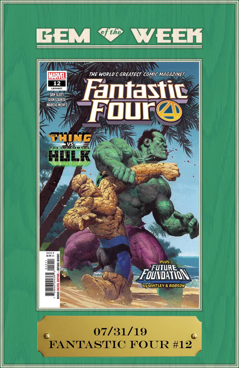 GemComicsIL's tweet photo. This week's Gem is Fantastic Four #12 by @DanSlott, @jrome58, @SeanIzaakse and @robsonink!
#FantasticFour #FF #Hulk #ImmortalHulk #MarvelComics #Marvel #HulkVsThing #ClobberinTime #ThatsALotOfCreators #NCBD #NewComicsDay #NewComicBookDay https://t.co/j5q1kaPJBt