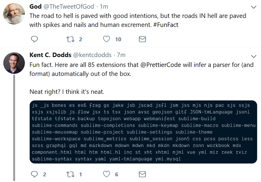 P1xt's tweet photo. Is today #FunFact day or something? @kentcdodds, if you want to compete in the fun fact big leagues, you need to #hashag 🧐 https://t.co/G3Sdnfw3Ha