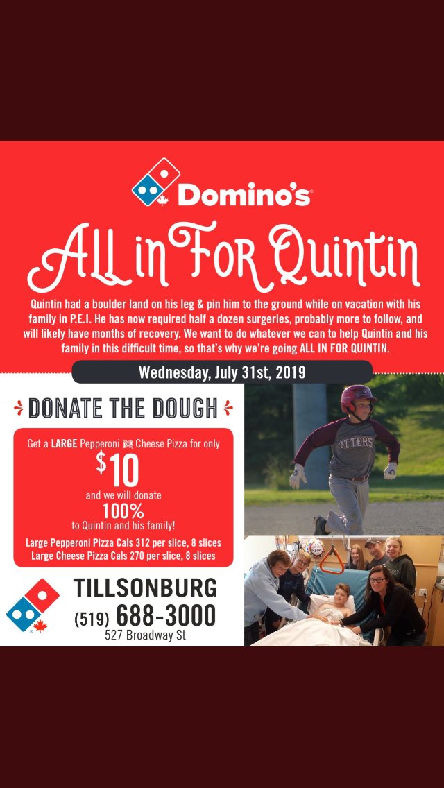kevin_buchner's tweet image. Get some pizza today @dominos tillsonburg. Helping out a tillsonburg kid severely hurt. We’re getting 10 pies for the #hay19 crew.