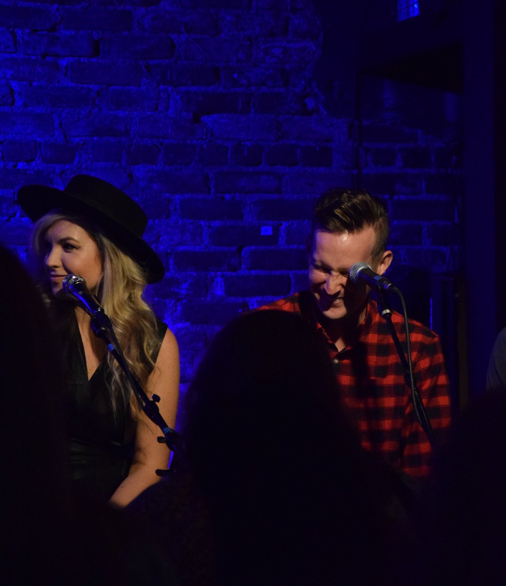 n_e_davis's tweet photo. Lots of reasons I <3 this photo... 
@OfficialBrianaB  keeping it professional... @HaydenLeeMusic BARELY keeping it together... 
and all over a story about a lake, a hook, and a pole.
#PBJHTour #ThatsWhatSheSaidTour #ThisIsWhatStartedIt https://t.co/5DFVgbJHPI