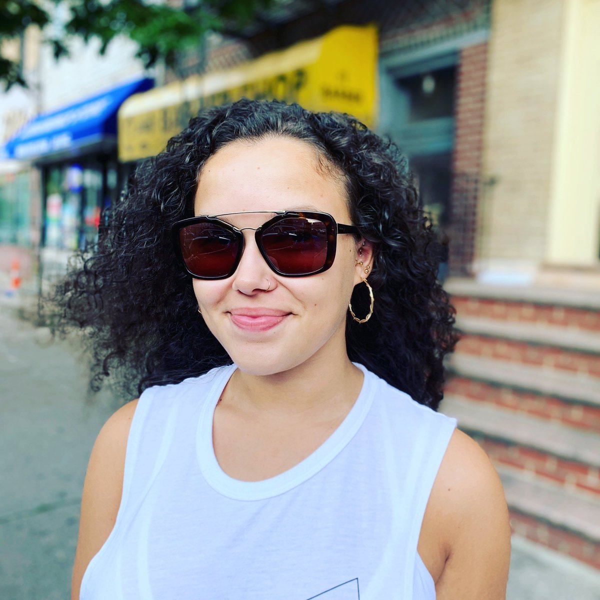 A new client in her brand new Prada Rx sunglasses! #EsorOptical #Prada #NYCstyle #Vision #Eyewear