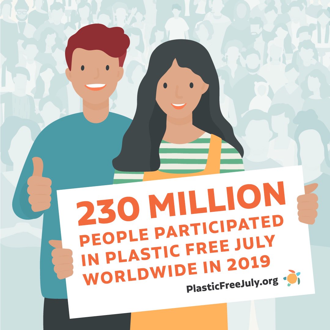 A record breaking 230 MILLION people worldwide participated in the Plastic Free July challenge 2019, to help create a world without plastic waste! Thanks to everyone who is part of the solution #PlasticFreeJuly