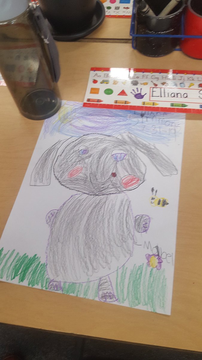 LockwoodRoom14's tweet photo. Our class mascot is Mabel the Elephant. Today we sketched  a picture of her during art time. I am so proud of the effort from the Worker Bees in Room 1 at IBCS. https://t.co/I2ahaakisO