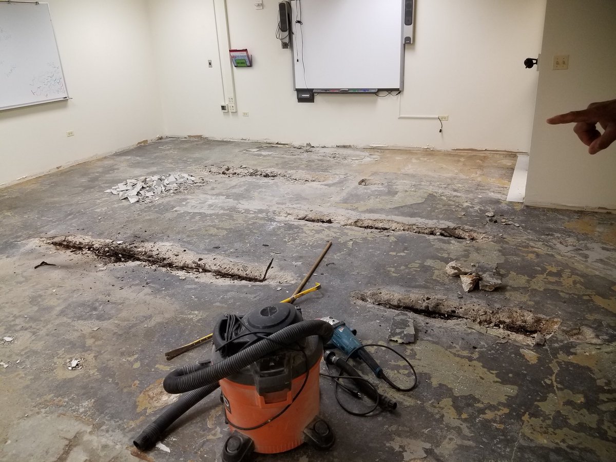 kevin_baffoe's tweet photo. You never know what’s underneath until you pull it up. We will get it looking nice before day 1 though. #RichInStudentSuccess #d227 https://t.co/eaS0NmZIAw