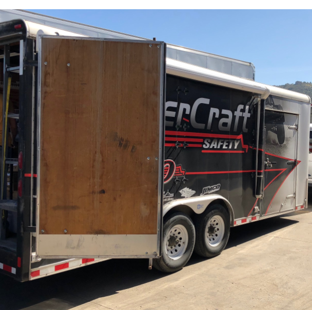ImpactbyMCS's tweet photo. **STOLEN - PLEASE SHARE**
Our Impact / MasterCraft Safety trailer was stolen from the Sparco USA facility in Irvine, CA at approx. 5:30 this AM (7/31). Witness reports taken by a black Cadillac Escalade. Contact 317-852-3067 with any info and call 911 if you see it! Thank you! https://t.co/PbSnGrvWAs