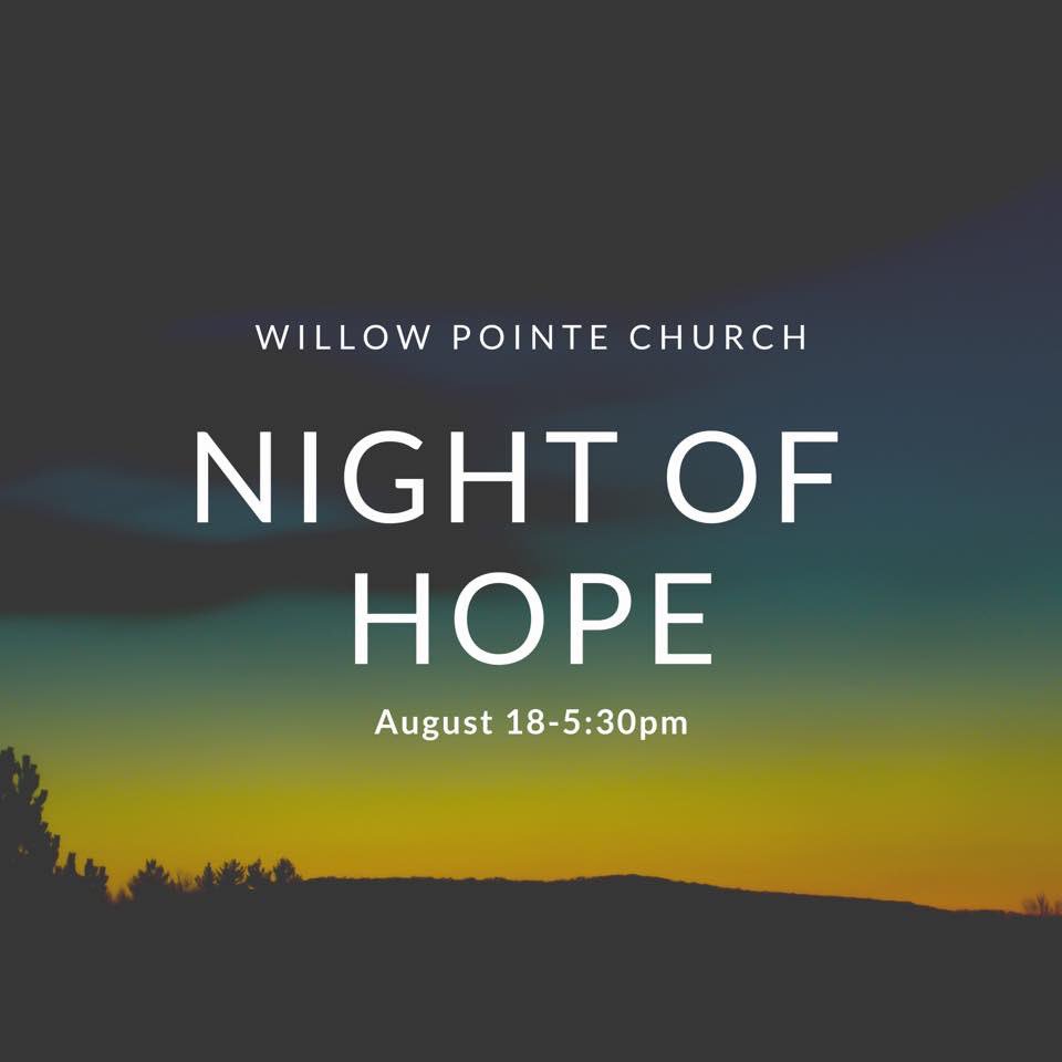 Please come to this great night of worship at <a href="/Willow_Pointe/">Willow Pointe Church</a> church. <a href="/tim_herring93/">Timothy Herring</a> <a href="/msudogfan/">Kyle</a> <a href="/TBrettGolson/">Brett Golson</a> <a href="/TimGlaze/">Tim Glaze</a> <a href="/sfagntlongbeach/">Brad Day State Farm 228-863-8535 brad@bradday.net</a>