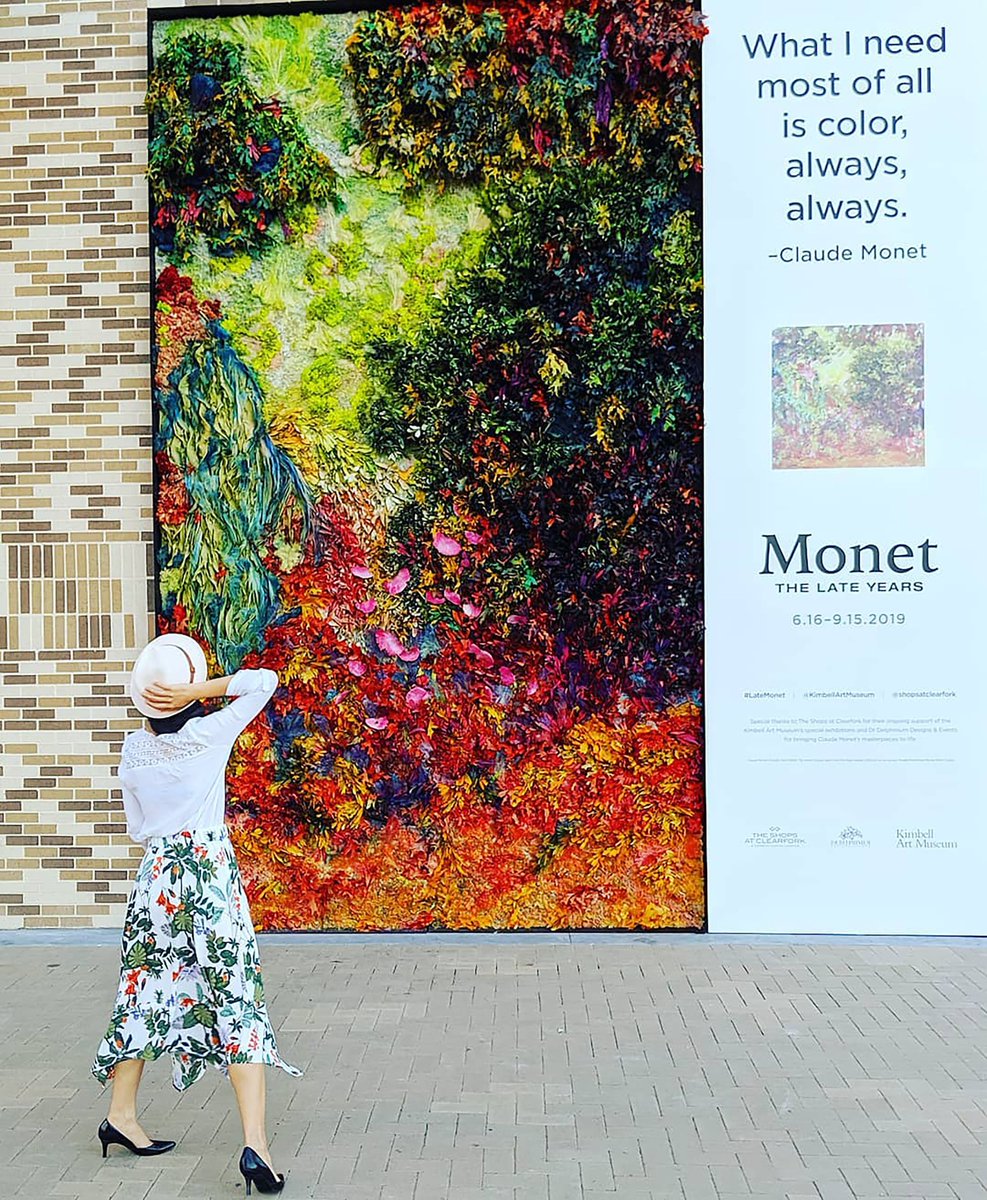 KimbellArt's tweet photo. Have you spotted our newest Monet-inspired floral installation created by @drdelphinium? This strikingly vibrant re-creation of Monet’s painting is located at @shopsclearfork. Use #LateMonet when you post your pictures! 
Book your tickets online.
https://t.co/432dIp5NSG https://t.co/ghvOWokTsG