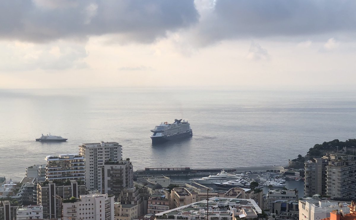 The <a href="/CelebrityCruise/">Celebrity Cruises</a> Edge at anchor off Monaco this morning.