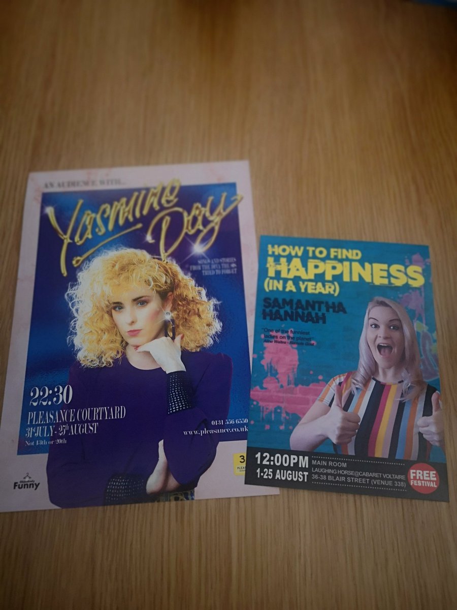 I'm in two shows @edfringe Tonight (& all the other nights) at 10.30pm I have the honour of being backing dancer for Dorking Diva @YasmineDay80 in #anaudiencewithyasminday @ThePleasance Then tomorrow at 12pm I'll be doing my own show. @cabaretvoltaire #howtofindhappinessinayear