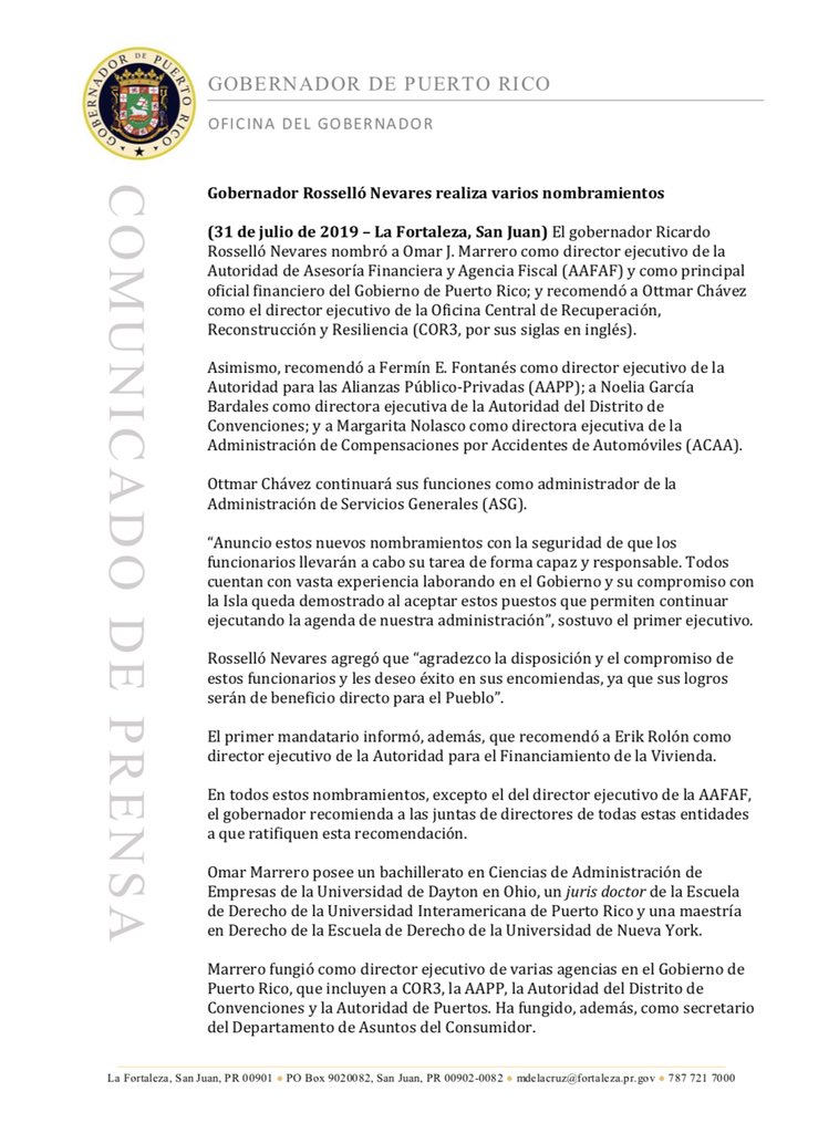 Ricardo Rosselló tweet media