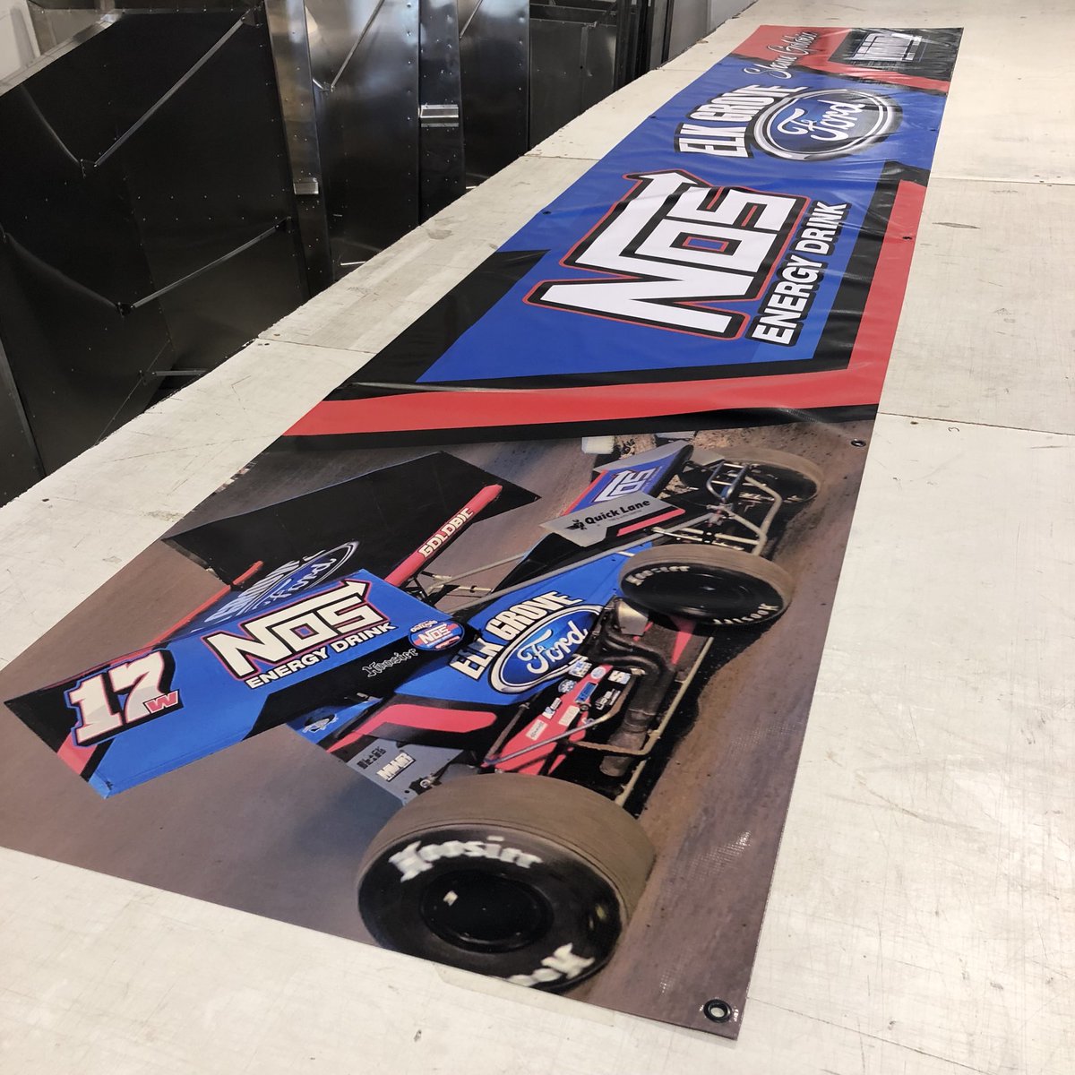 SharrahKevin's tweet photo. Shipping this banner to Knoxville, IA for @shanegolobic and the MWR/Elk Grove Ford Team to use at the Knoxville Nationals. https://t.co/FKqVztdlbe