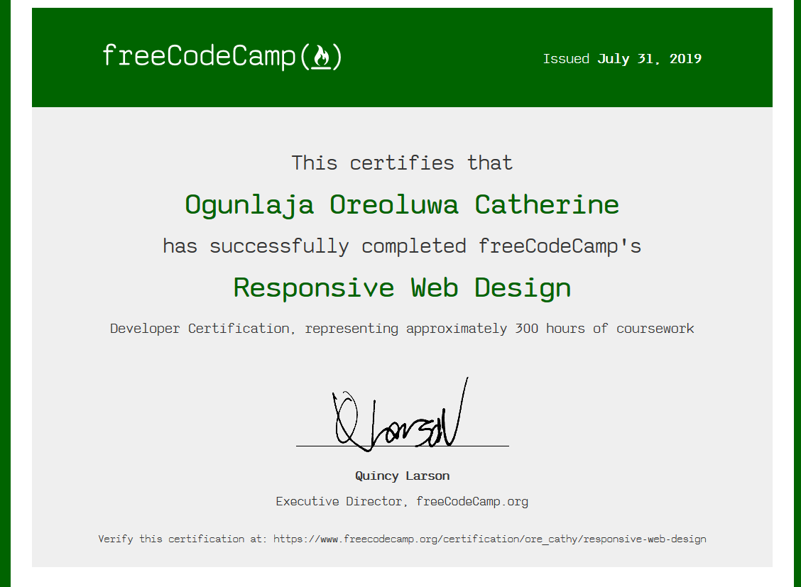 Ore_cathy's tweet photo. day11/100days of code, i got my certification @freeCodeCamp @shrutishastri49 ,thanks for being my motivation...javascript is next.

 #CSS #100DaysOfCode #WomenWhoCode #womenintech #webdevelopment #frontend #programmer #HTML #CSS #learntocode #developers https://t.co/0QmnVGl144
