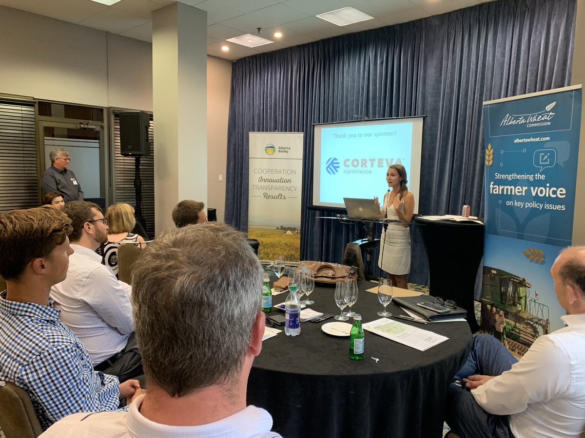 AlbertaGrains's tweet photo. “You get out of it what you put in.” Consistent messaging between graduating mentees Addison Cullen and @isthibout as they reflect on their year of learning in the @AdvancingAg program with the upcoming class. @AlbertaBarley https://t.co/wCCOsZP6ai