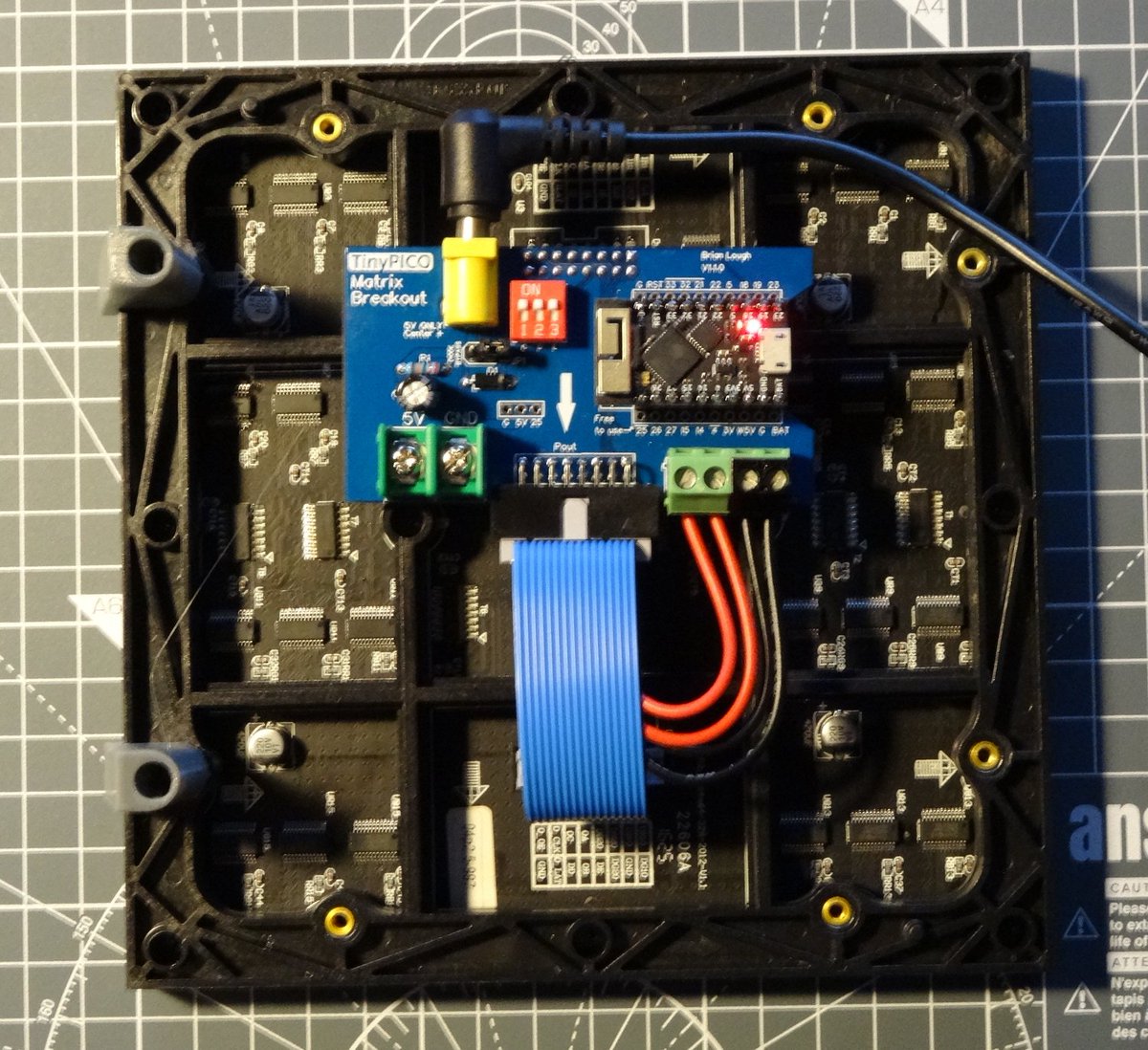 tinyledmatrix's tweet photo. Small evening project: Some playing with #TinyPICO (from @unexpectedmaker) with @witnessmenow 's LED Matrix shield running some demo code using @2dom 's #PxMatrix Library. Also designed and printed these little holder/feeds for the matrix: https://t.co/TcURDvYWd6 https://t.co/GrfQf8pugo