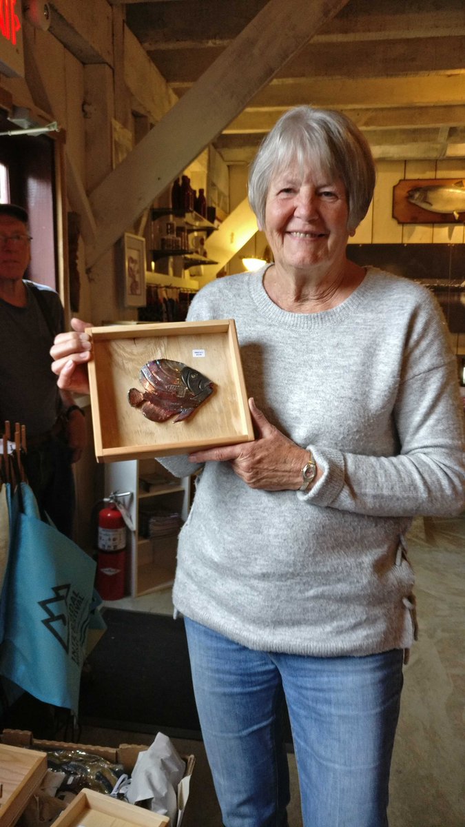 North Pacific's Gift Shop is full of unique items, like Margaret McDonald's pottery and wooden bowls. She recently visited NPC to restock her collection of decorative fish and humming birds! #consignment #princerupert