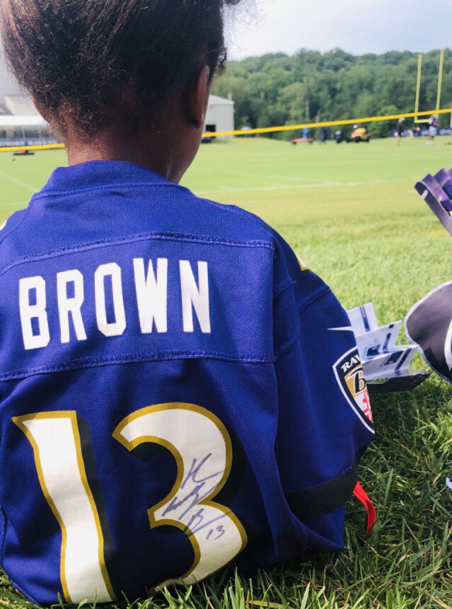 ktmommabear's tweet photo. This girl will always love her #13!I asked what Jersey she will wear this year and without hesitation she said “Him, #15 Brown!” I guess there’s a new Brown in town! @Primetime_jet #welcometohollywood #shealwaysknows #goodluckcharm @Ravens 💜🖤🏈 https://t.co/M320SflDIE
