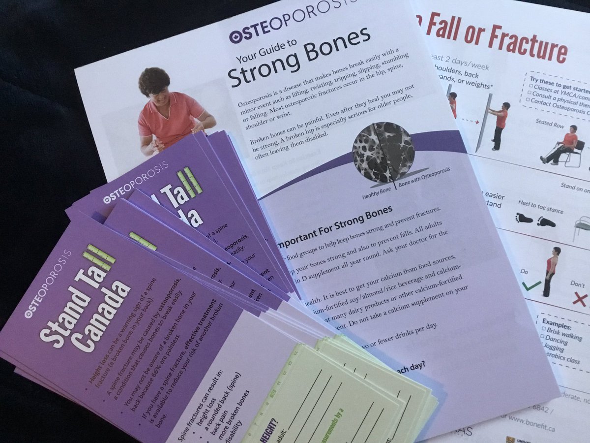 Virginia_McI's tweet photo. They arrived TY @OsteoporosisCA
Ready now for upcoming #standtall clinic this fall. Height loss can be a warning of a spine #fracture. #CompressionFracture. Are you losing height? Canadian #Osteoporosis Patient Network #COPN https://t.co/v1F8ZUy4Pu