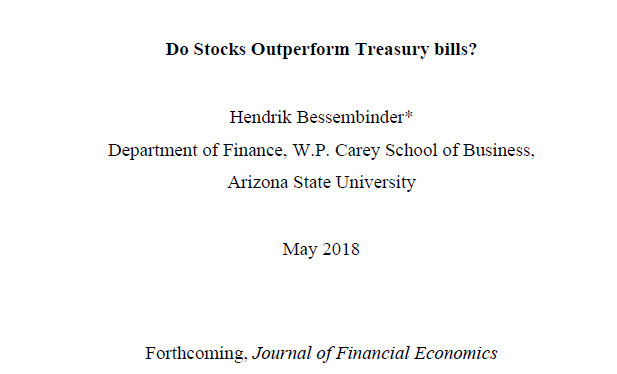 3|N: Anyway, Barry’s article refers to a forthcoming paper in the JFE by Hendrik (Hank) Bessembinder, “Do Stocks Outperform Treasury Bills.” https://papers.ssrn.com/sol3/papers.cfm?abstract_id=2900447