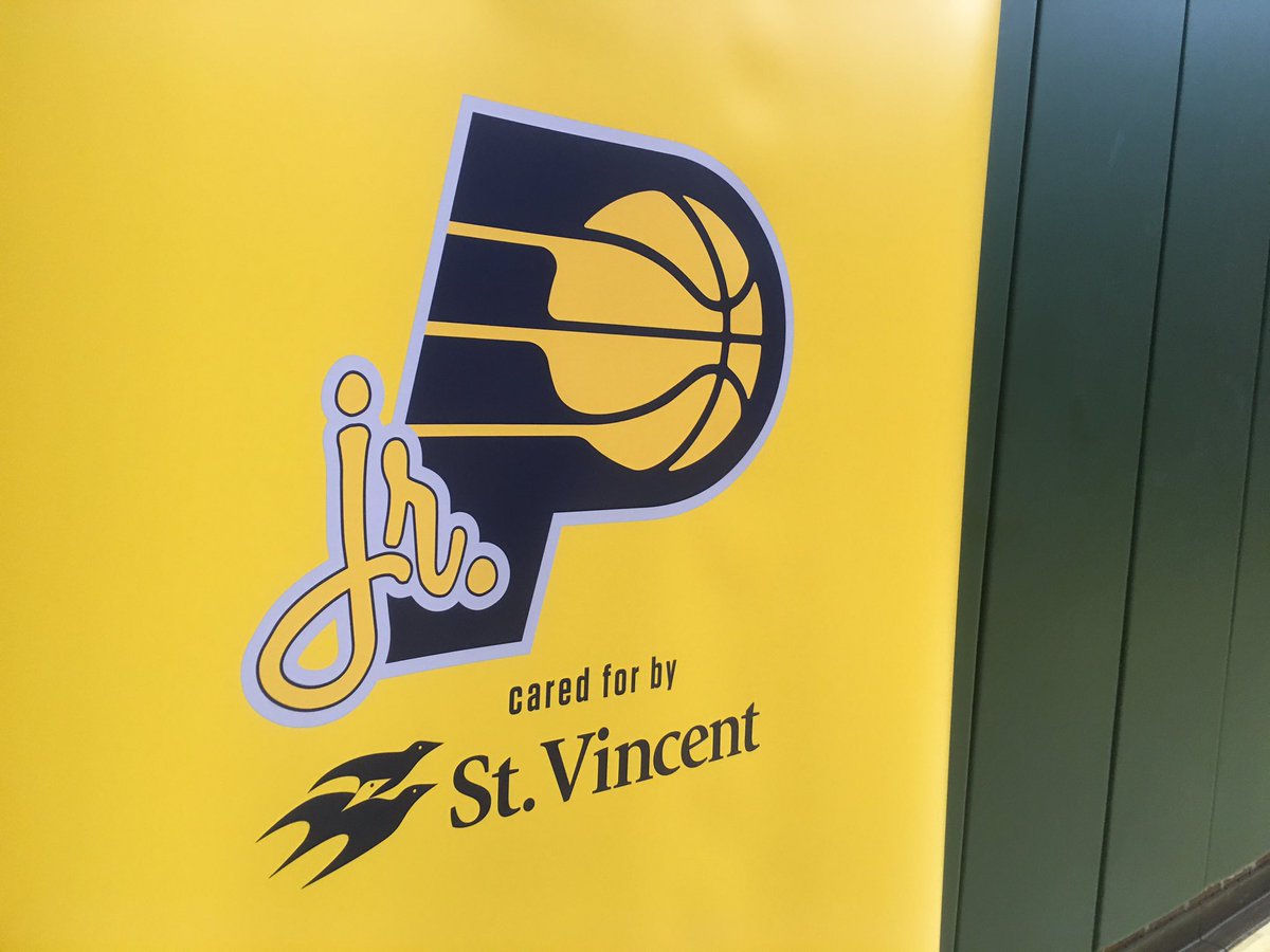 On the final stop of the Jr. Pacers Hoops Tour, cared for by @StVincentIN, Goga Bitadze and company helped teach 🏀 skills to an awesome group of kids as part of #BounceOutTheStigma 😊 Thanks @MikeSimmel11!