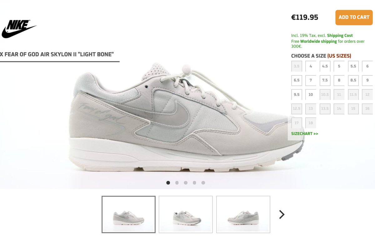 fear of god shoe size chart