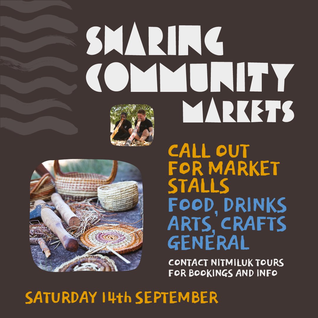 Nitmiluk Festival (@nitmilukfest) on Twitter photo Are you a market stall holder and would love to be part of the Nitmiluk Festival? We’re calling for food and drink stalls for Sharing Community Markets and Sharing Stories movie night on Saturday 14th September. Contact <a href="/NitmilukTours/">Nitmiluk Tours</a> or visit nitmilukfetival.com.au Are you a market stall holder and would love to be part of the Nitmiluk Festival? We’re calling for food and drink stalls for Sharing Community Markets and Sharing Stories movie night on Saturday 14th September. Contact <a href="/NitmilukTours/">Nitmiluk Tours</a> or visit nitmilukfetival.com.au