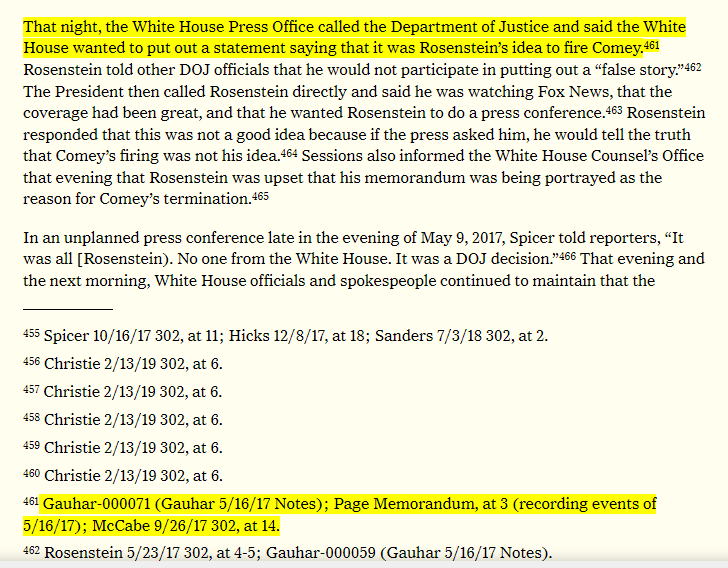 On those Lisa Page/Tashina talking points discussed on 5/16/17: The Mueller report references a "Page Memorandum" that recorded the "events of 5/16/17." The "events of 5/16/17" are likely the DOJ meetings the day before the Mueller appointment. Talking points.