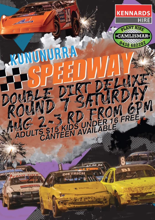 WASpeedway's tweet photo. KUNUNURRA SPEEDWAY Friday 2nd Saturday 3rd August More info at:
https://t.co/lwVqBUeEUb
@DLGSCsport @wasportsfed https://t.co/poCiyvKYnE