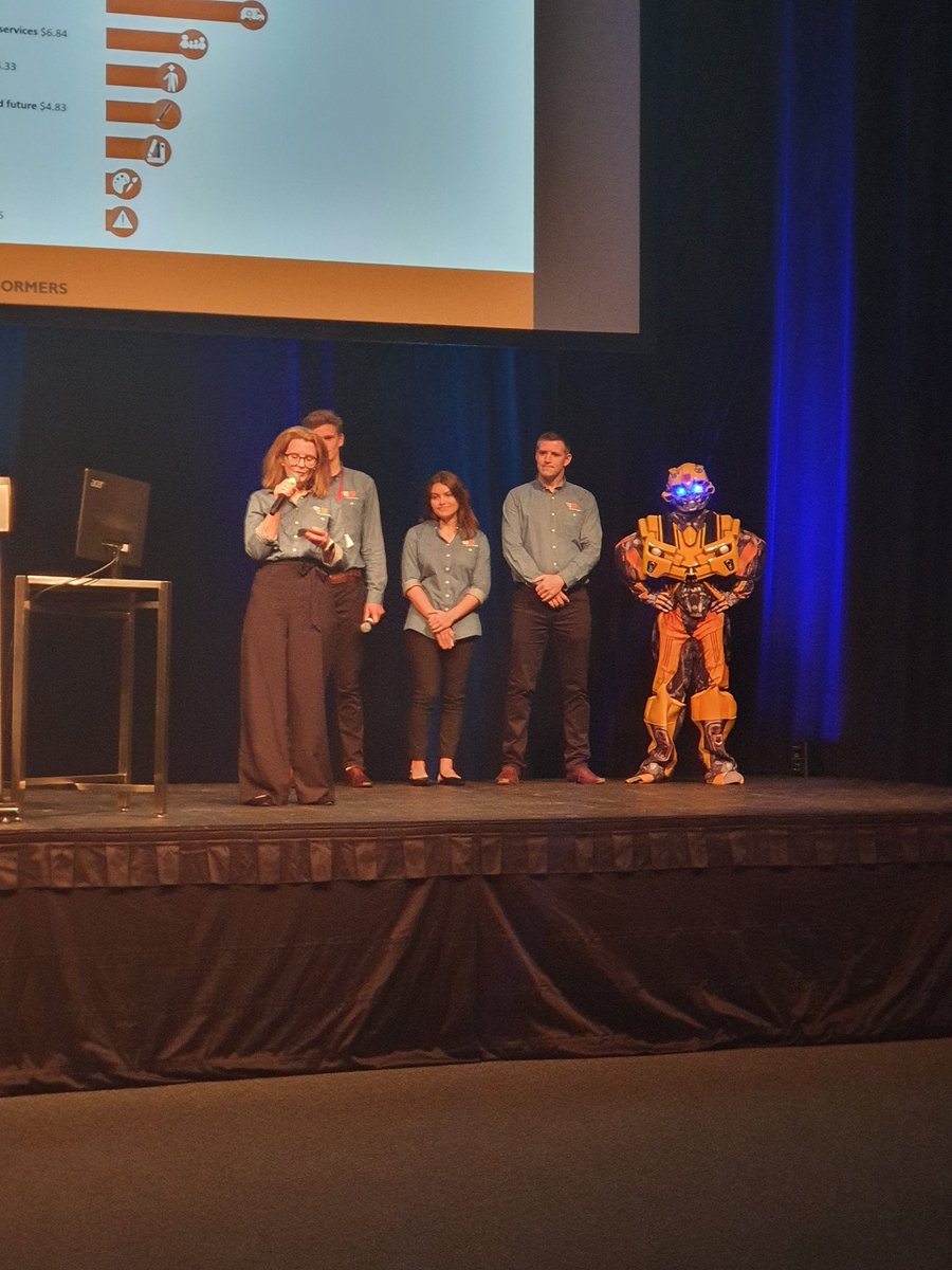 SandyLoring's tweet photo. The City of Glen Eira 'transformers' have brought Bumblebee along to feature in the Australiasian Management Challenge Final! 👏 #LGCongress https://t.co/TQhmfJ3Nve