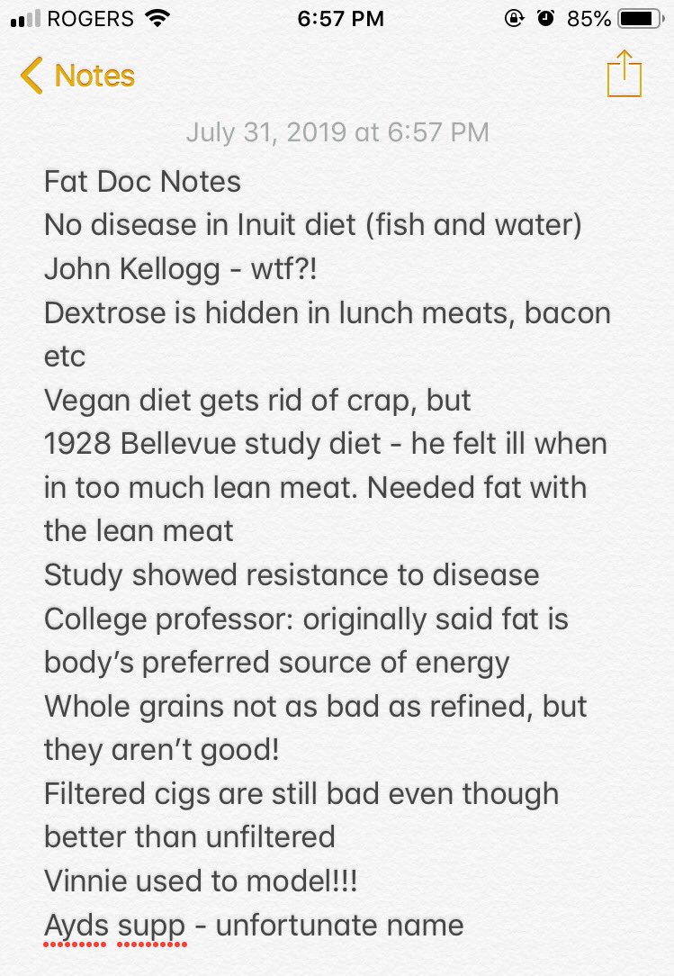 Mum2EmandM's tweet image. My first page of notes while watching #fatadocumentary Inspiring and motivating. If you want to feel great, look great, potentially live longer: watch this and make the changes ASAP. Well done @VinnieTortorich et al! #NSNG