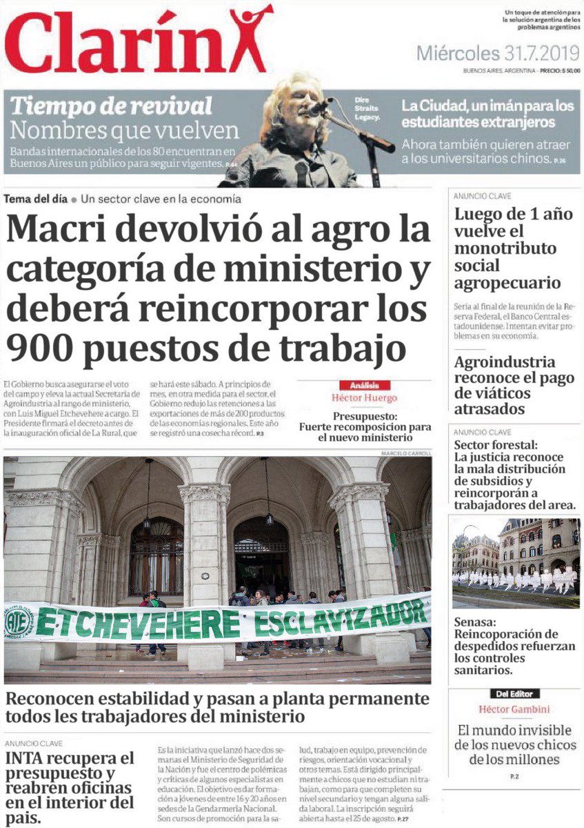 ATEAgricultura's tweet photo. Ante el anuncio de Macri por los grandes medios de comunicación de la posible vuelta del rango de Ministerio a nuestro organismo desde les trabajadores armamos la tapa que debería acompañar a ese oportunista anuncio en clave electoral con guiño a los sectores concentrados https://t.co/sNUG004ggg