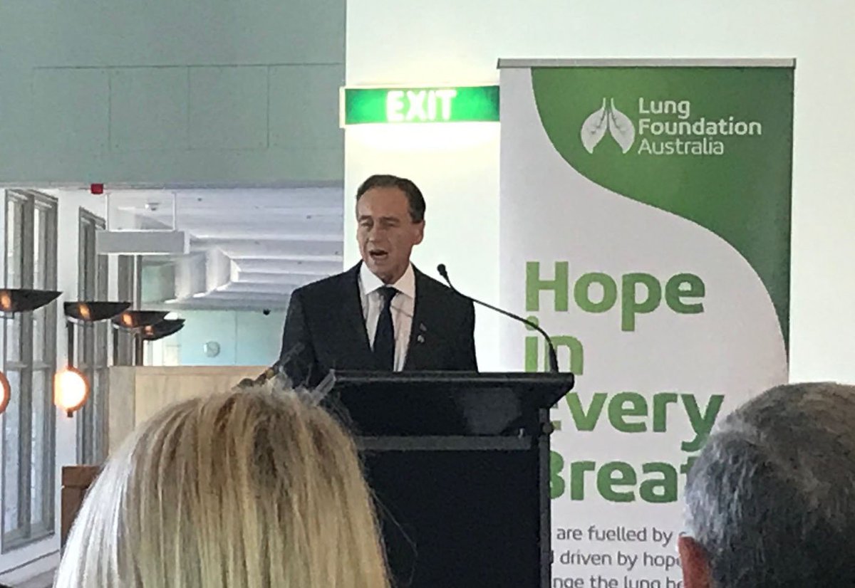 CancerAustralia's tweet photo. Minister @GregHuntMP announces @CancerAustralia to conduct enquiry into a national #lungcancer screening program. #WorldLungCancerDay @Lungfoundation https://t.co/ryvyrwMD7T
