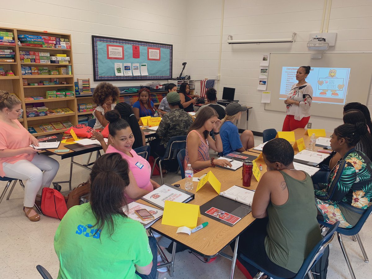 ISESadmin's tweet photo. @LatrinaCockrell leading our new Hawk staff members in a getting to know you activity. We are thrilled to welcome new Hawks to the Nest! #goalgetters #BackToSchool2019 https://t.co/ranuyTNtc5