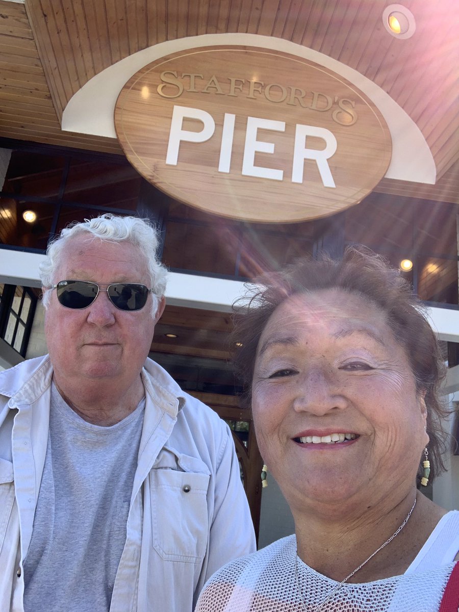 philandchris's tweet photo. We want to wish each other a Happy 43rd  Anniversary. Spending the most Gorgeous Weather @ Harbor Springs, MI north of Petoskey. Had an 1 hour ride on the Pointer Wooden Boat. Built in 1934 for taxi 
Eating our Anniversary supper at Stafford’s  restaurant. 
Picture Perfect Day!!! https://t.co/Y216xD7aq8