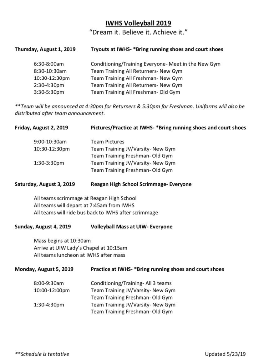 IWHShamrocks's tweet photo. 2019 xc &amp; vball start tomorrow! ARE YOU READY?! Don’t forget you have to register on RankOne to tryout for any sport this year. All physicals &amp; medical history forms have to be sent to Coach Hodo. You will not be able to participate without a profile. Here are the schedules! ☘️ https://t.co/2bNOydYgjp