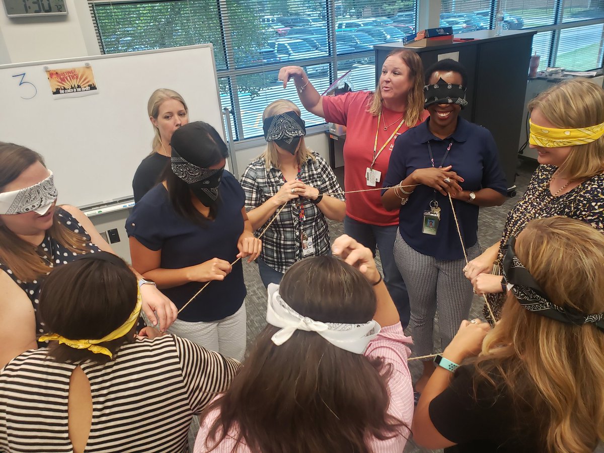 NettaWhitaker1's tweet photo. Our literacy & math coaches worked together to create the perfect square while blindfolded to experience what it takes to build trust. Trust is an integral part of coaching relationships. #HumbleISC #HumbleISDLeaders https://t.co/kYTfe0rEIT