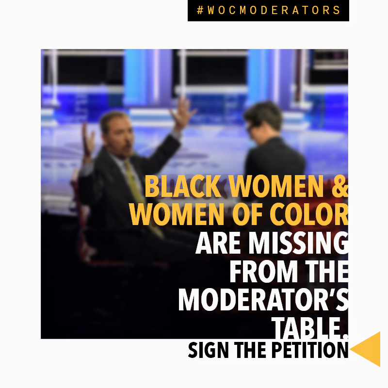 HigherHeightPAC's tweet photo. We need Black women and women of color voices in the next debates. Sign the petition to demand! #WOCmoderators https://t.co/6nTnjn5b1W #BlackWomenLead https://t.co/XlXvp9c17g