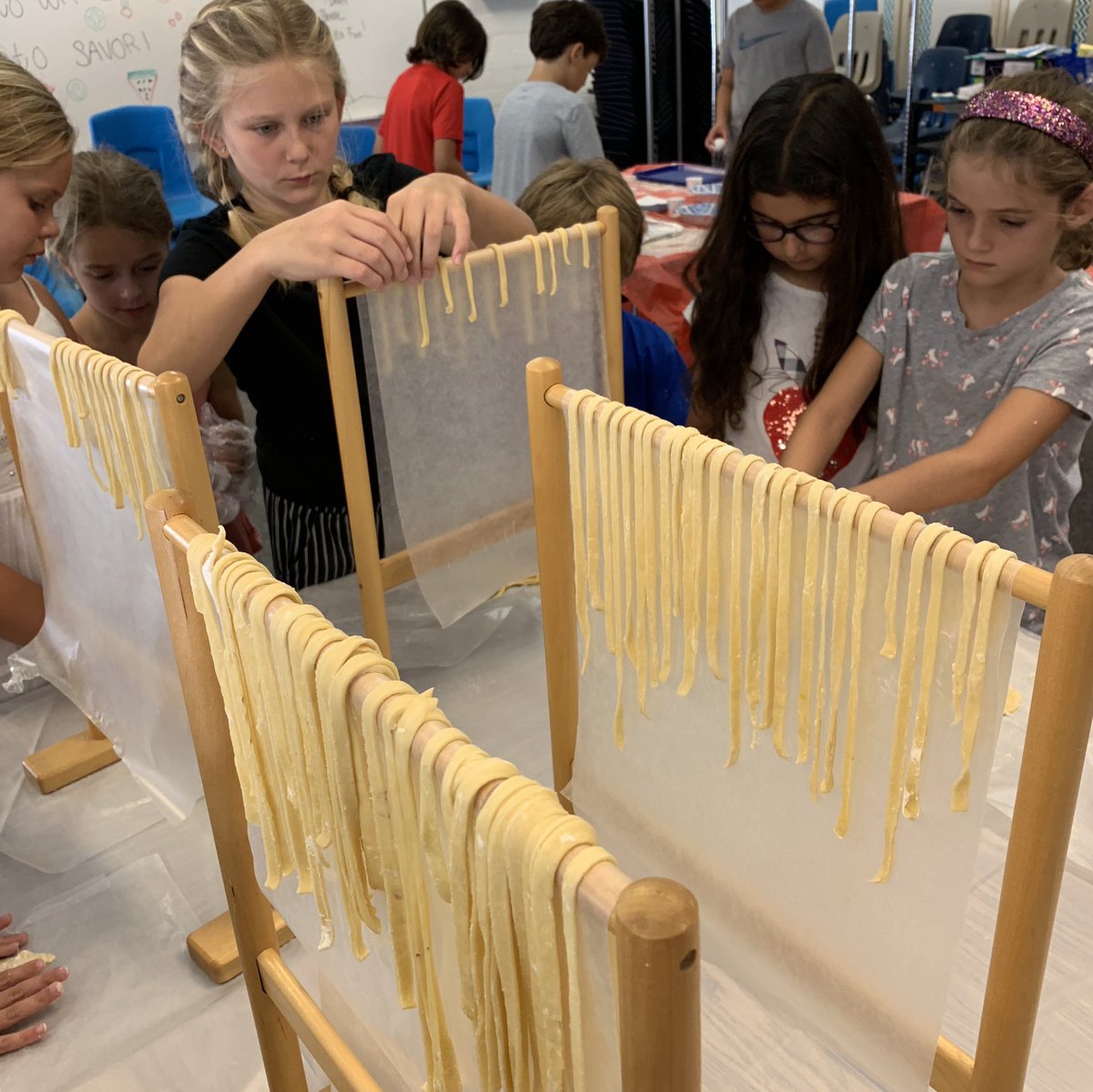 WriteToAchieve's tweet photo. Our writers have a lot to write about when given memorable moments like making pasta for the first time! #WriteToAchieve #summercamp #homemadepasta #writetosavor #inspire #educate https://t.co/MfYfTgtdOc https://t.co/XYG90PLKUR