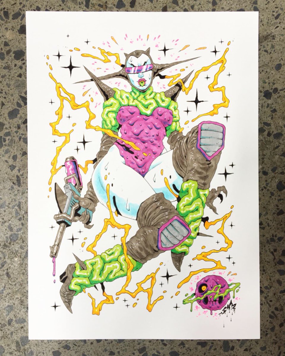 Spent yesterday drawing up this A3 piece for Netherworld Arcade's "From another world" exhibition. It's up for a month, so if you're in Brisbane go take a peek. 