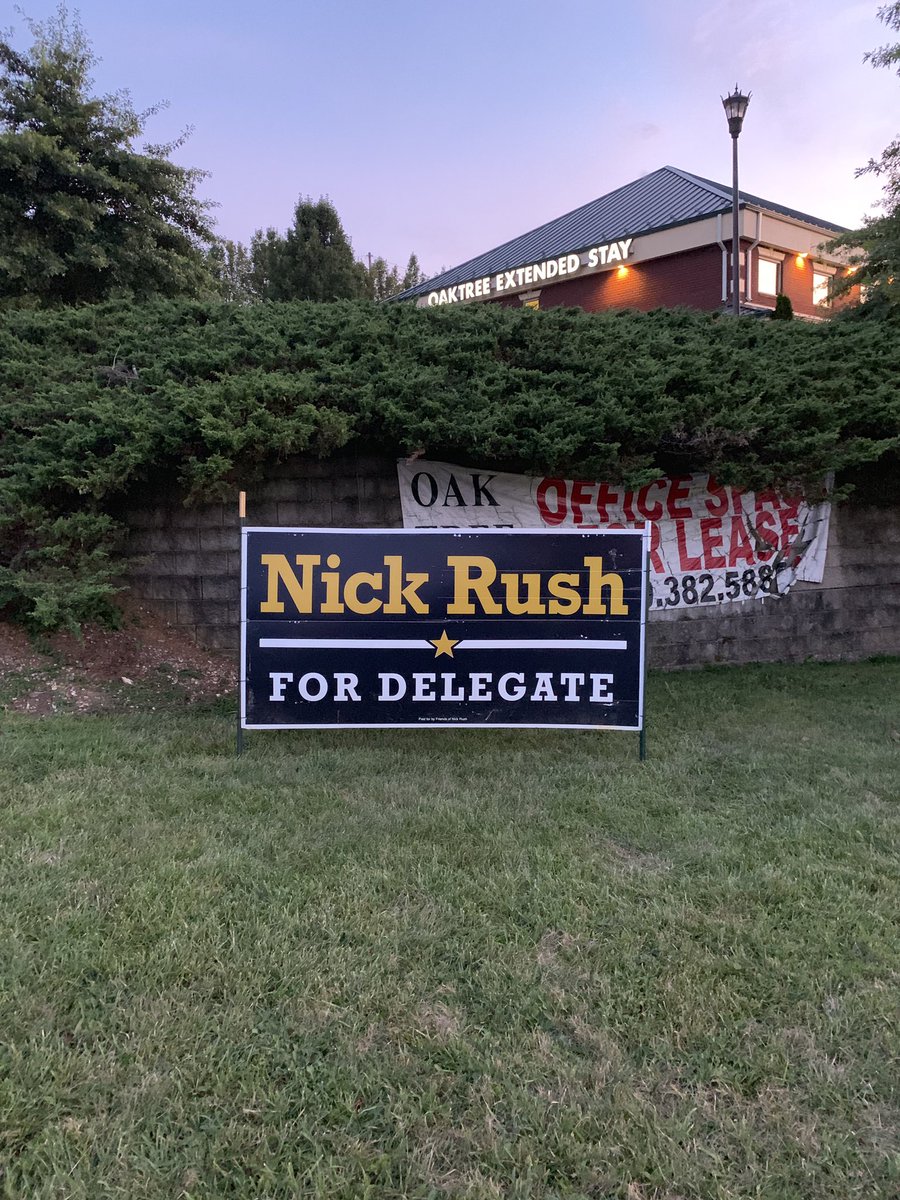 nickrushva's tweet photo. #TeamRush has been out all afternoon putting up signs all across the district. Send us a message if you would like us to put one up on your property! https://t.co/vm4uLEjzc2