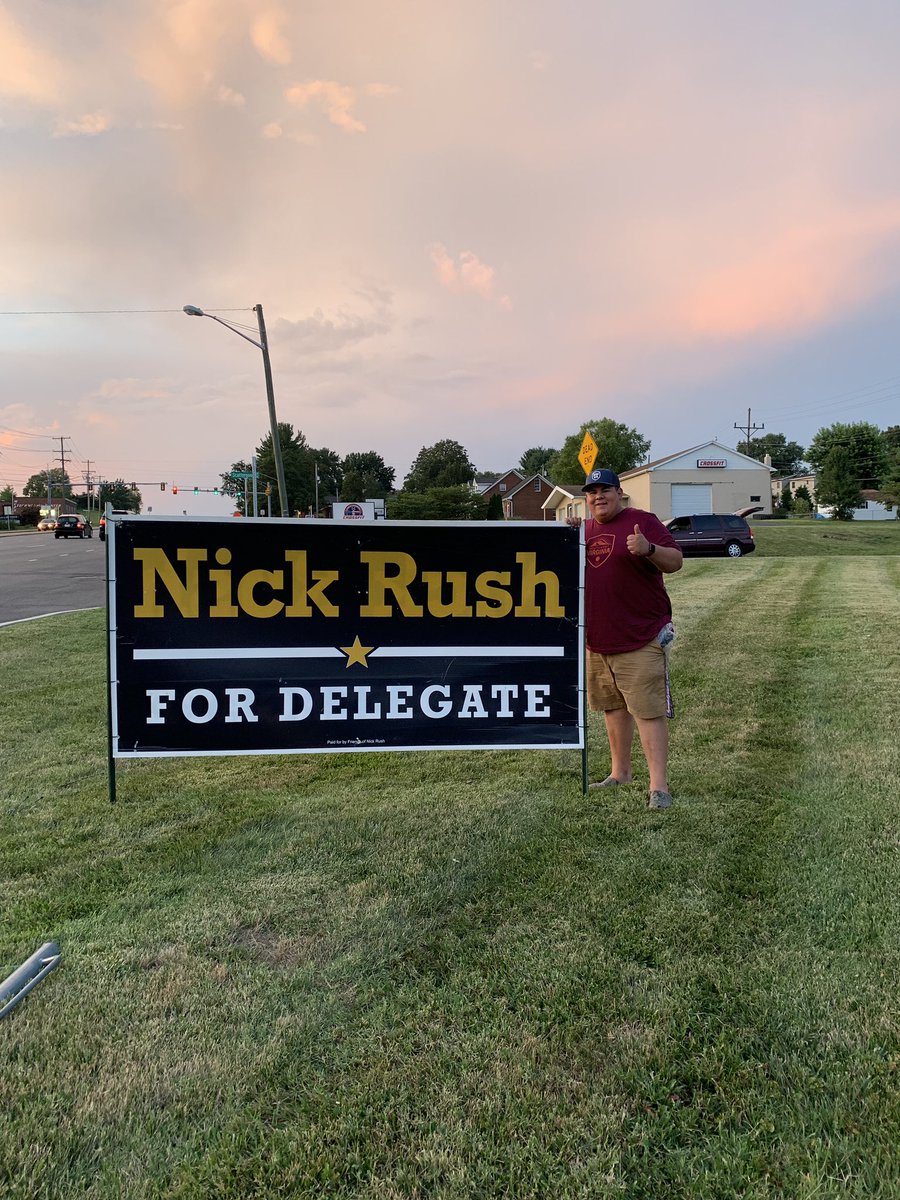 nickrushva's tweet photo. #TeamRush has been out all afternoon putting up signs all across the district. Send us a message if you would like us to put one up on your property! https://t.co/vm4uLEjzc2