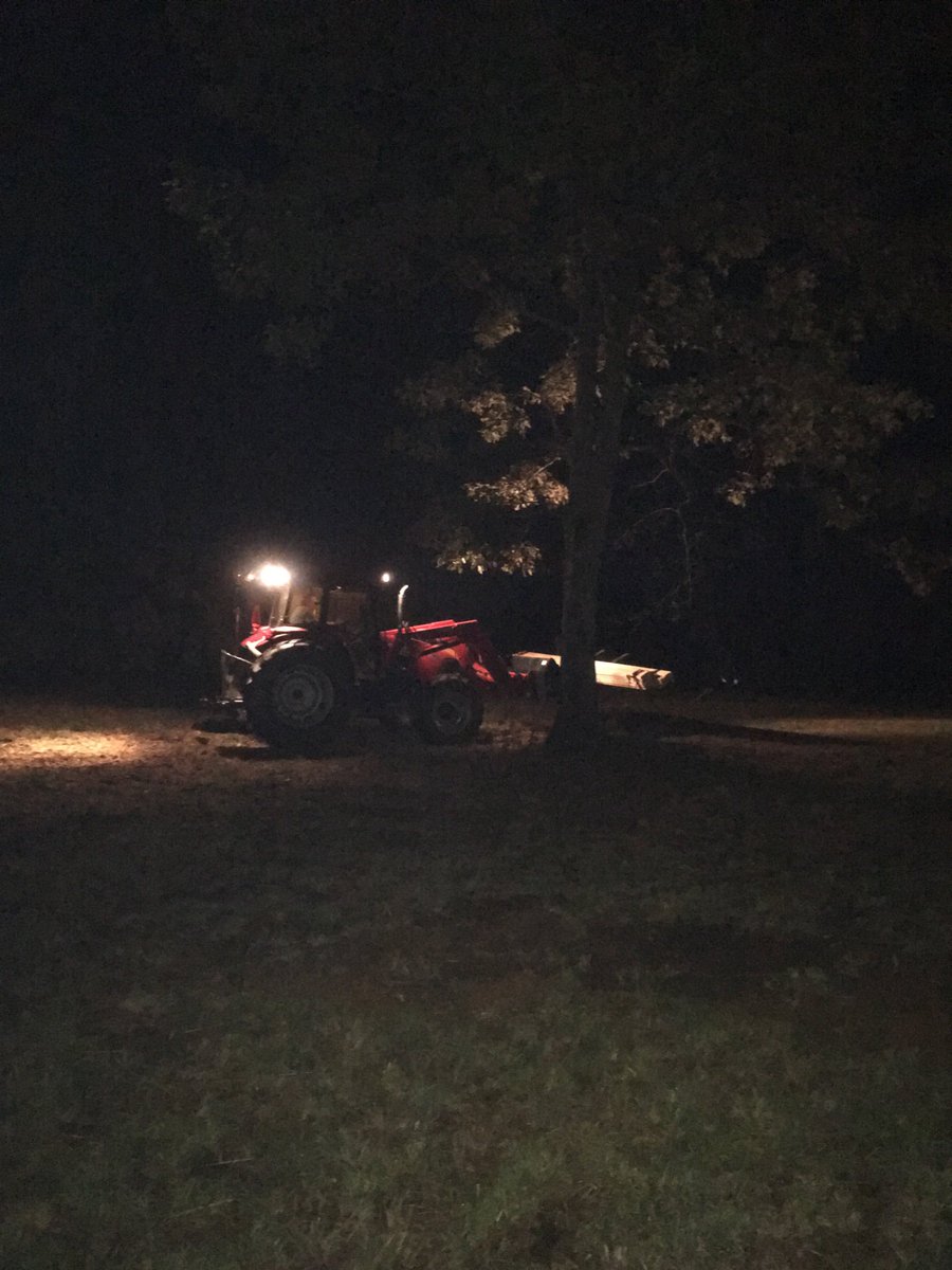 SSSVPInc's tweet photo. Still at it!! Day #7 coming to a close... tomorrow up and out of here by 5 to pick up metal roof and finish setting the temp electric pole!! This is how we get it done!! I drove the tractor 🚜 from the farm to the site!! Woohoo #onehomeoneveteranatatime #choosetoserve https://t.co/k3GK2Y05hY