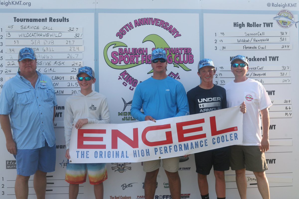 RaleighKMT's tweet photo. Huge thank you to our sponsor @EngelCoolers for their support in the 2019 RSWSC King Mackerel Tournament! Here were our First and Second place winners as well as our Junior winners. https://t.co/wgFZbqfCuD