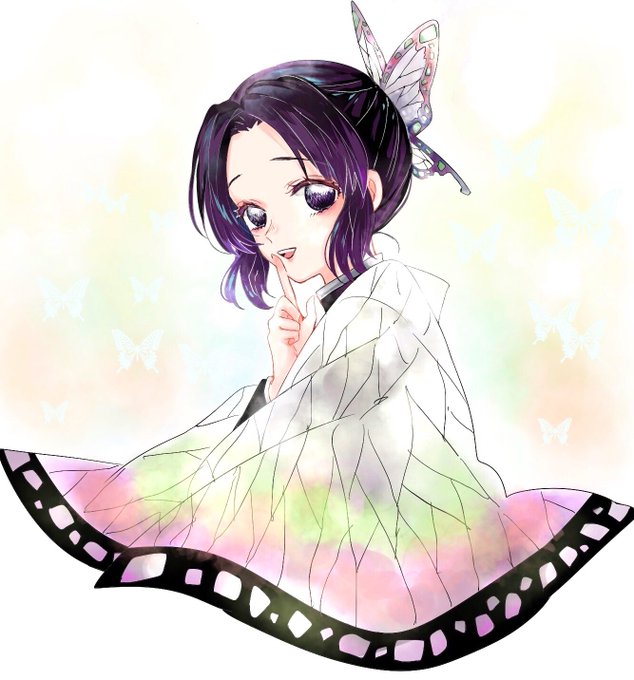 お麩さんがTwitterに投稿した胡蝶しのぶ(鬼滅の刃)のイラスト。